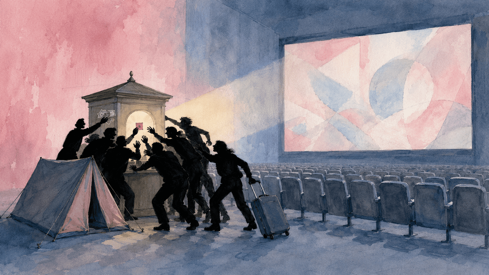 Only about forty-one theaters can show the full format and resale tickets run past a thousand dollars — a frenzy over a format, while nobody turns back to look at the film itself